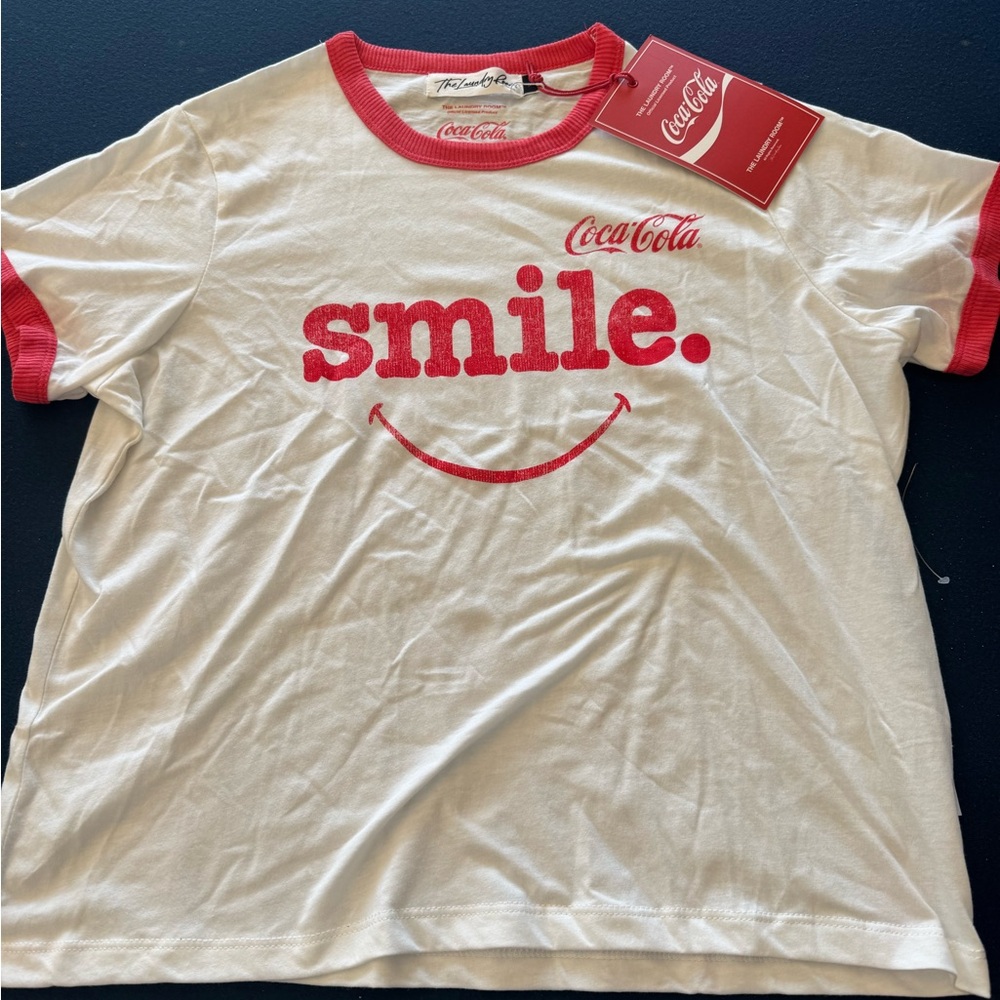 Coca Cola White tee with red trim and design! Unisex but listed under women’s